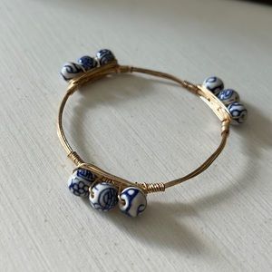 handmade blue & white bead bangle